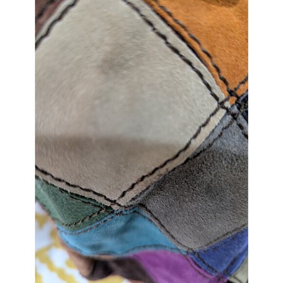 The Lucky Brand Vintage Boho Leather Patchwork Shoulder Tote Bag - Picture 5 of 13